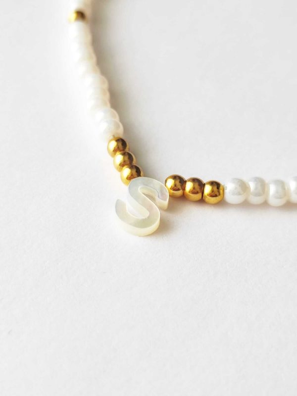 Collana White Pearl Letter - immagine 2