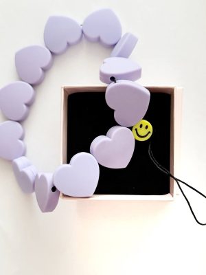 cordino con cuori grandi color lilla e charm smile giallo big eyes creations