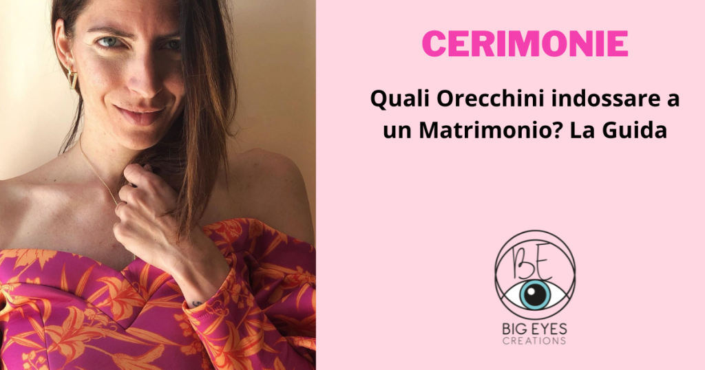 Immagine Daniela con orecchini e vestito arancione e viola da cerimonia + testo