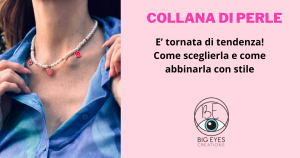 foto ragazza con collana di perle e charms e titolo Collana di Perle